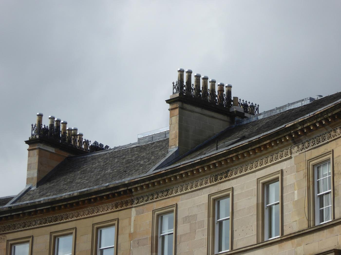 Row of chimney stacks on the Park Circus terrace